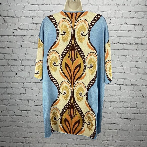 Zara Blue Multicolor Pullover Short Sleeve Soft Poncho Sweater Size Medium M - Picture 2 of 7